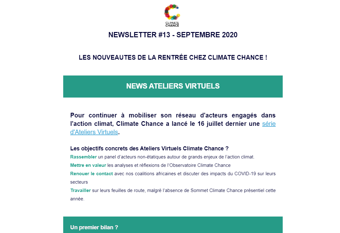 Newsletter de Septembre 2020