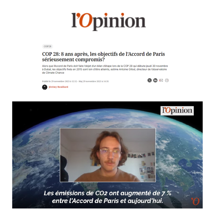 L’Opinion « COP28 : 8 ans après, les objectifs de l’Accord de Paris sérieusement compromis? »