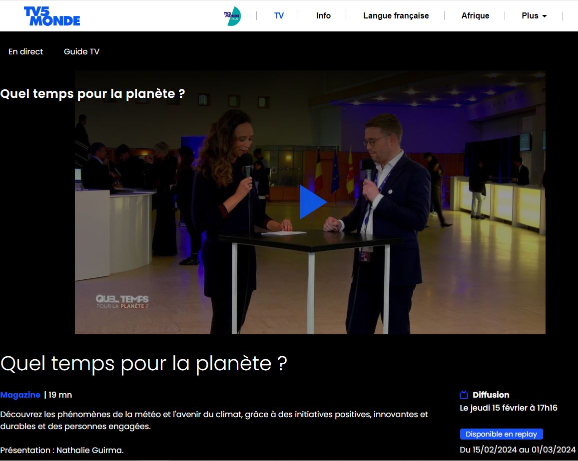 TV5 Monde / RTBF « Quel temps pour la planète ? » à Liège