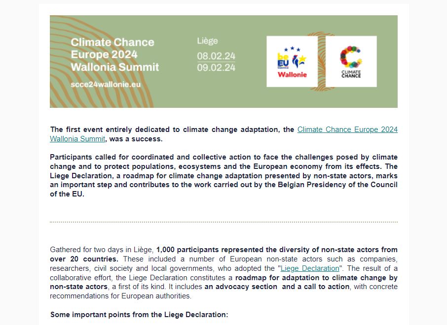 Newsletter February 2024 – Review of the Climate Chance Europe 2024 Wallonia Summit